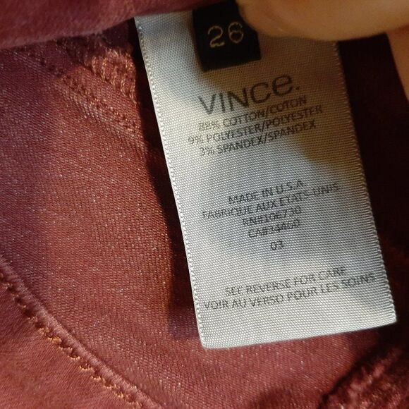 VINCE Riley Jegging in Burgundy size 26 - Picture 5 of 7